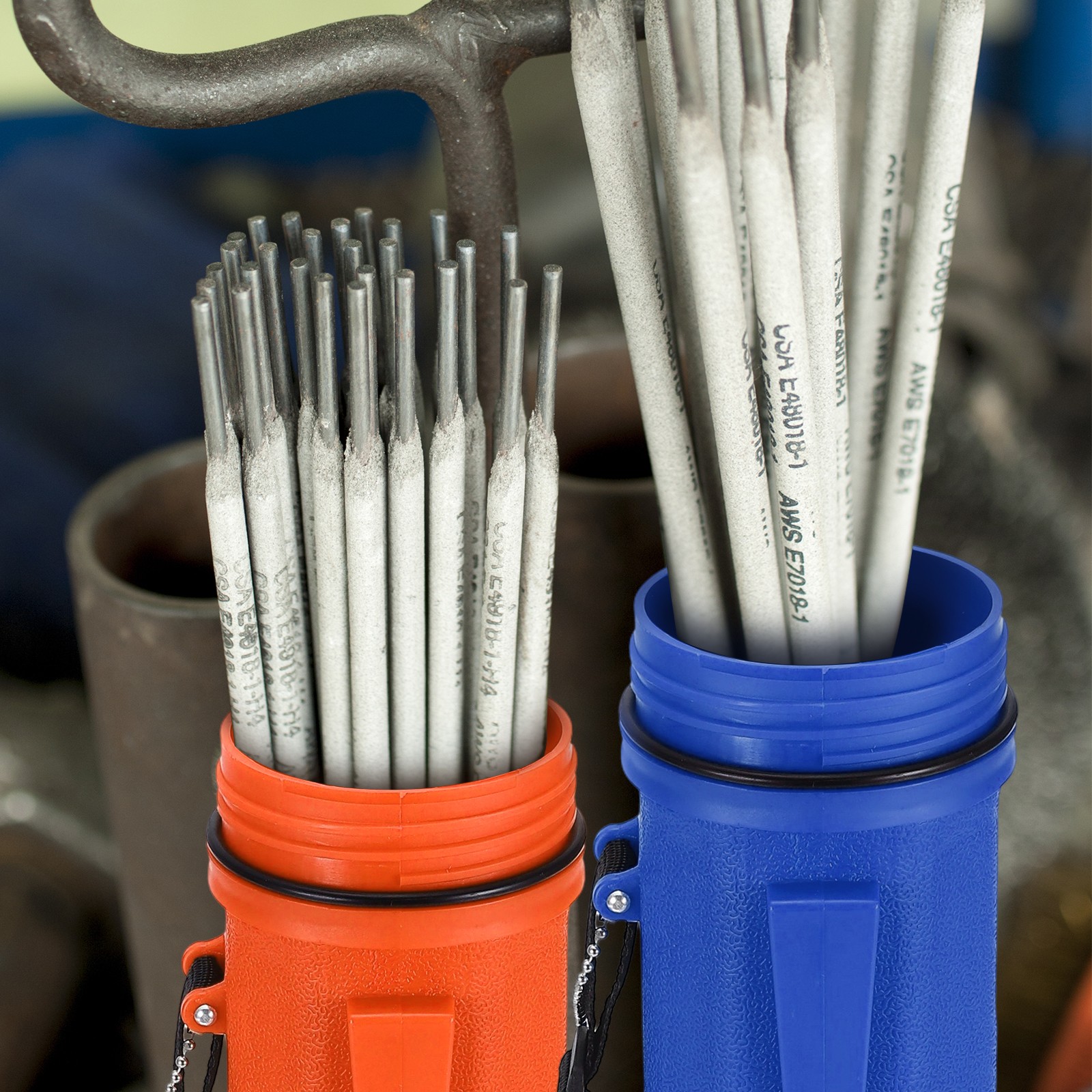 2 Pcs Welding Rod Storage Tube 14.5 Inch Electrode Container Black,Orange