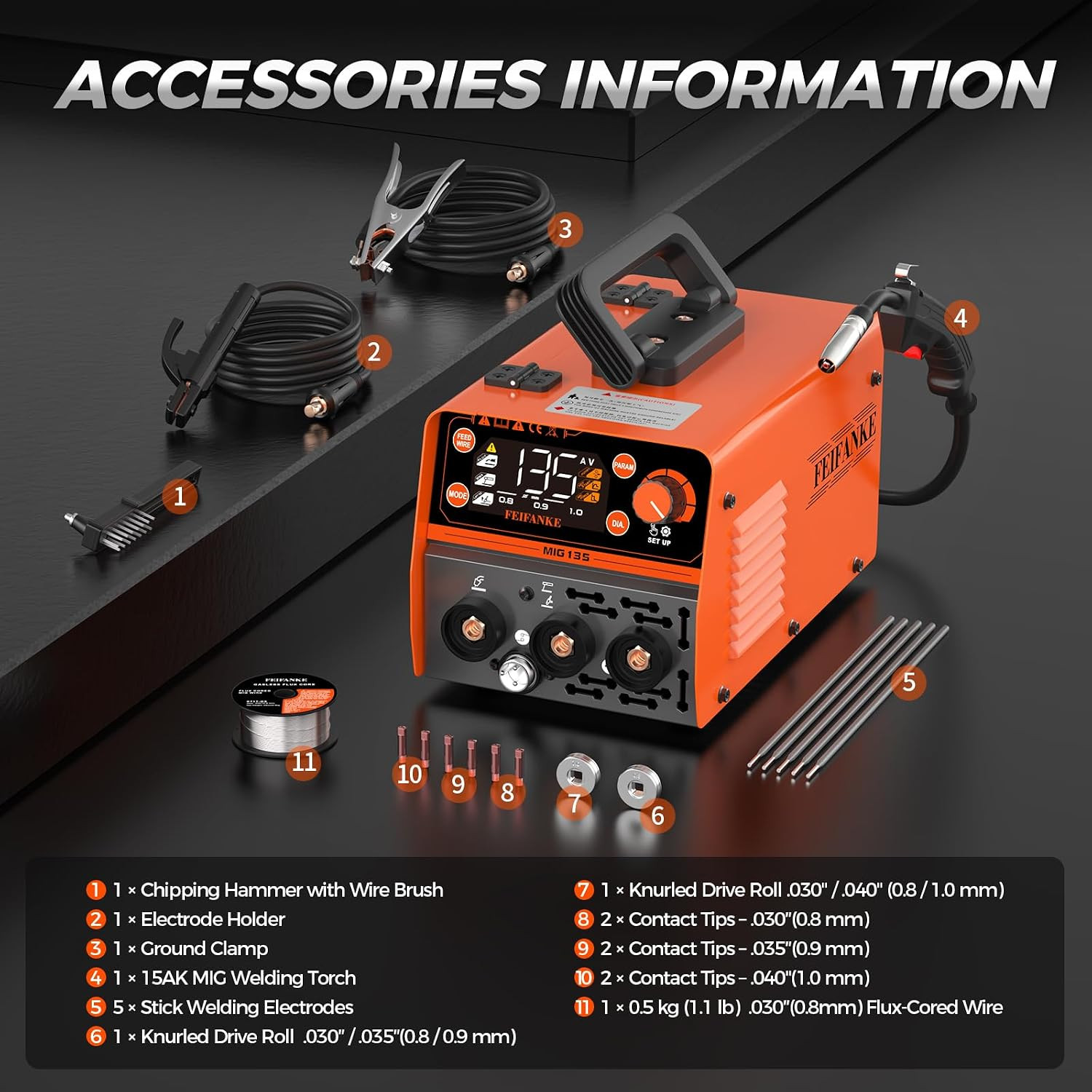 135A MIG Welder, 110V Flux Core Mig/Stick/Mma/Lift TIG 3 in 1 | Clear Digital Di