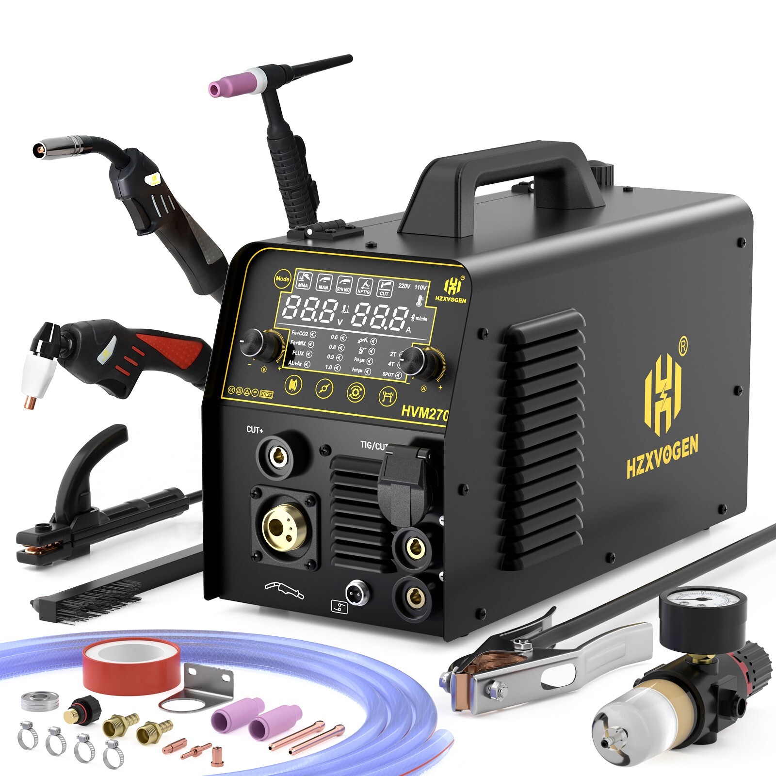 6 in1 MIG/CUT/TIG/MMA Welder Gas/Gasless Welding Machine Plasma Cutter 250A 220V