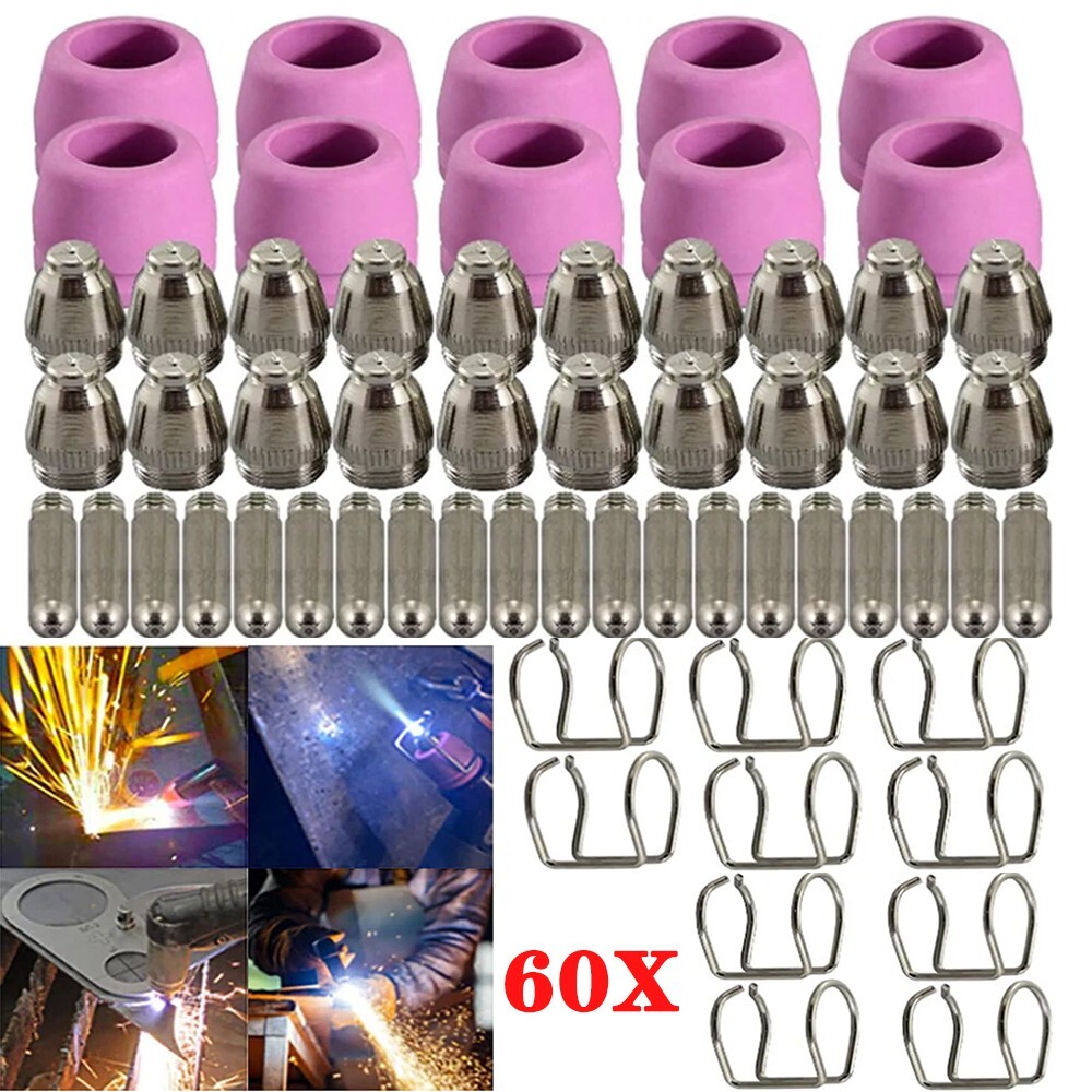 60pcs Plasma Cutter Torch Consumables Kit for SG-55, AG-60, WSD-60 CUT50 60Amp