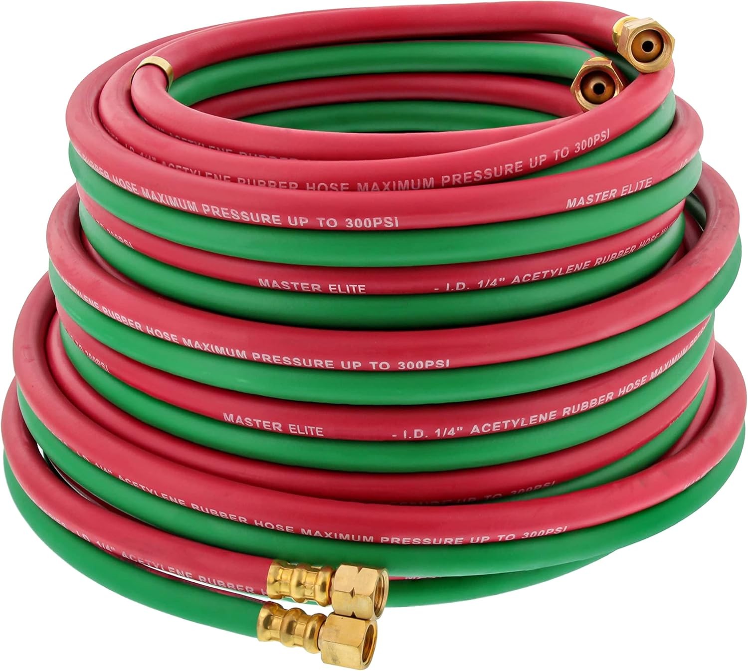 Master Elite 50′ Oxygen Acetylene Hose Welding Set – Twin 1/4″ B Fittings (9/…