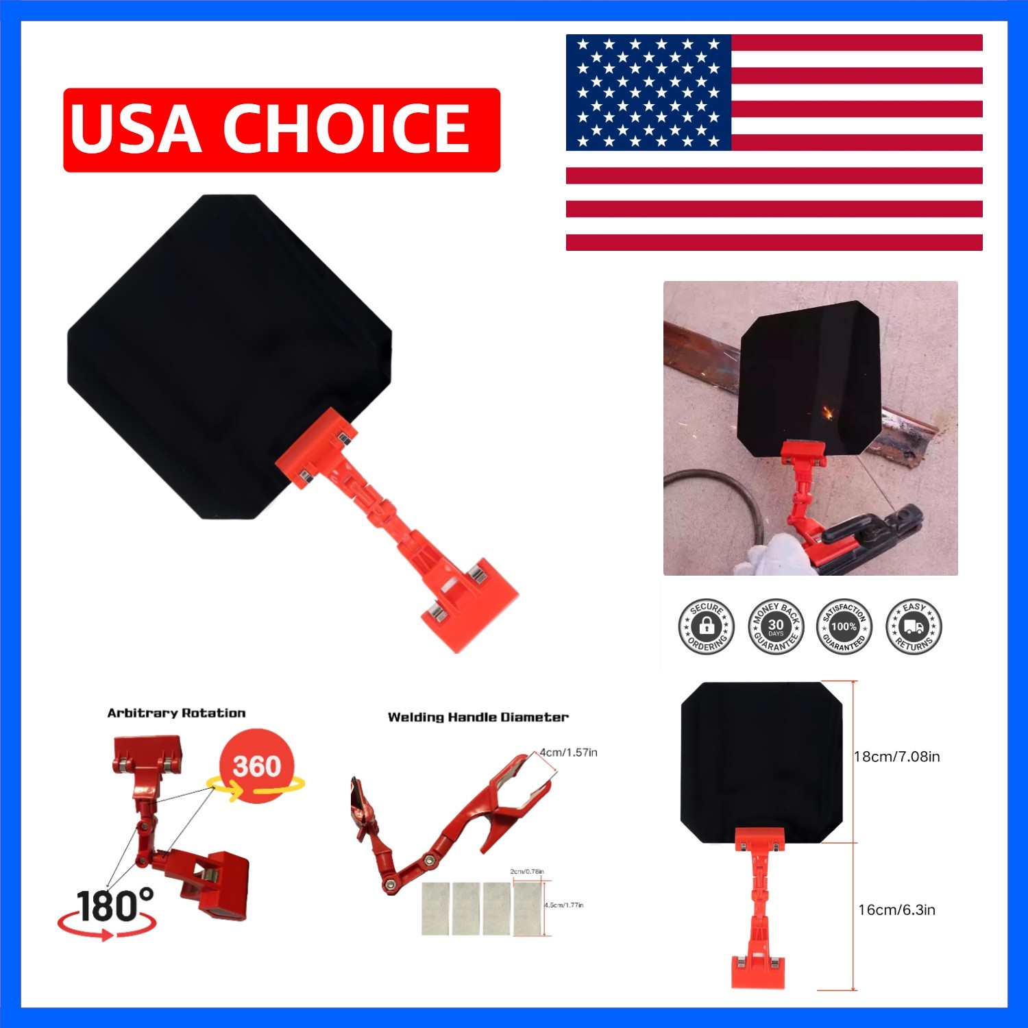 Welding Blackout Panel 7X13In,Portable Welding Safety Face Shields, 360°Adjus…