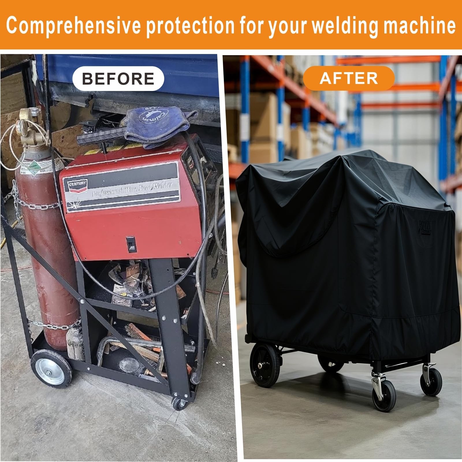 VeyoStories Welding Cart Cover, For 20-80 cu/ft Cylinders, Black