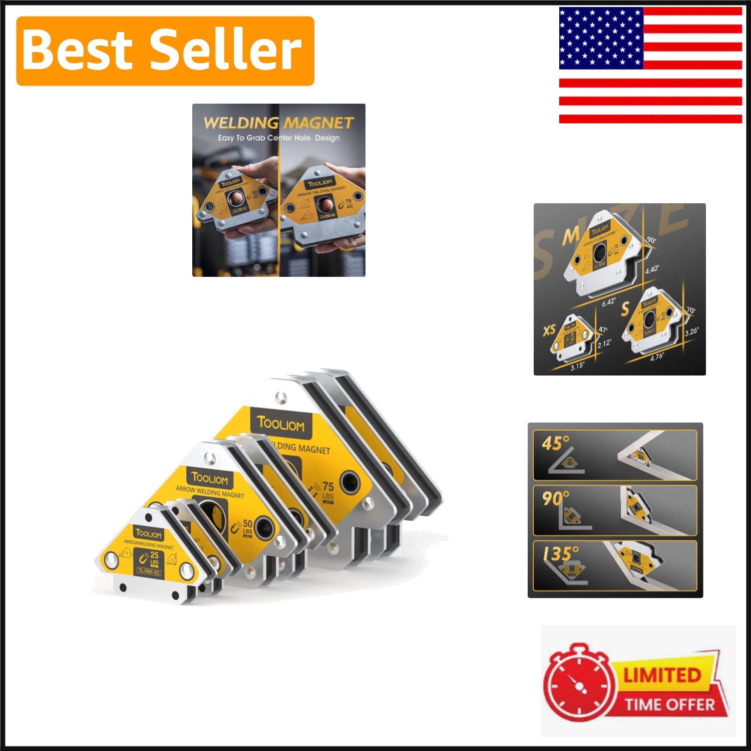Efficient 6-Pack Welding Magnets – 25LB, 50LB & 75LB for Accurate Angling