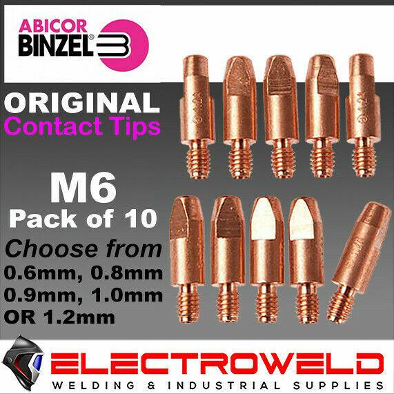 10x GENUINE BINZEL M6 MIG CONTACT STEEL TIPS 0.6mm/0.8mm/0.9mm WELDING TORCH GUN