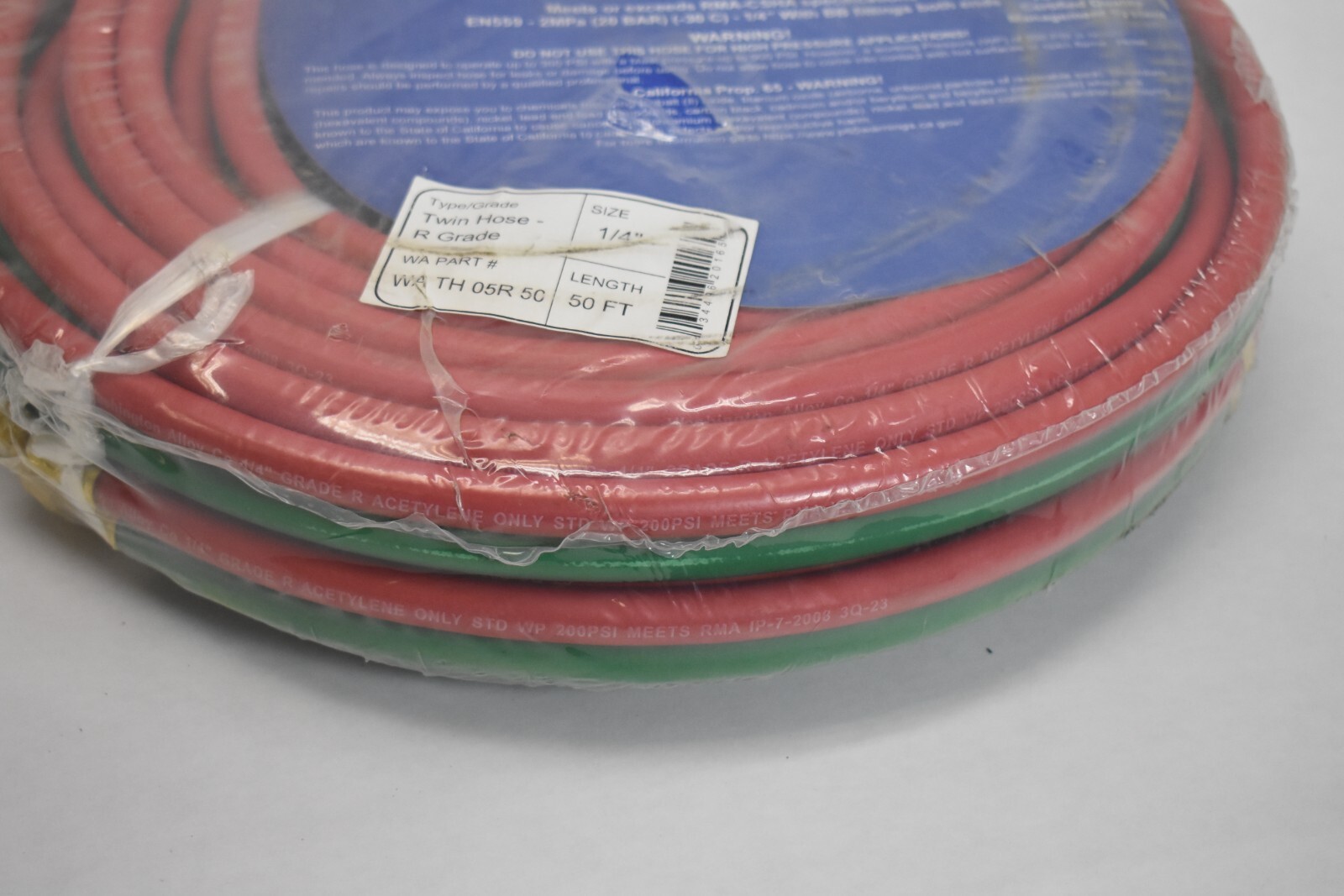Washington Alloy Twin Welding Hose Grade R 1/4″ x 50ft WA TH 05R 50 Red/Green