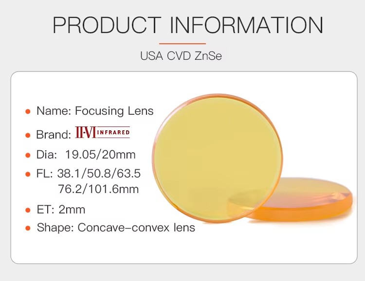 II-VI Infrared CO2 Laser CVD ZnSe Focusing Lens Dia.19.05/20mm FL 38.1-101.6 mm