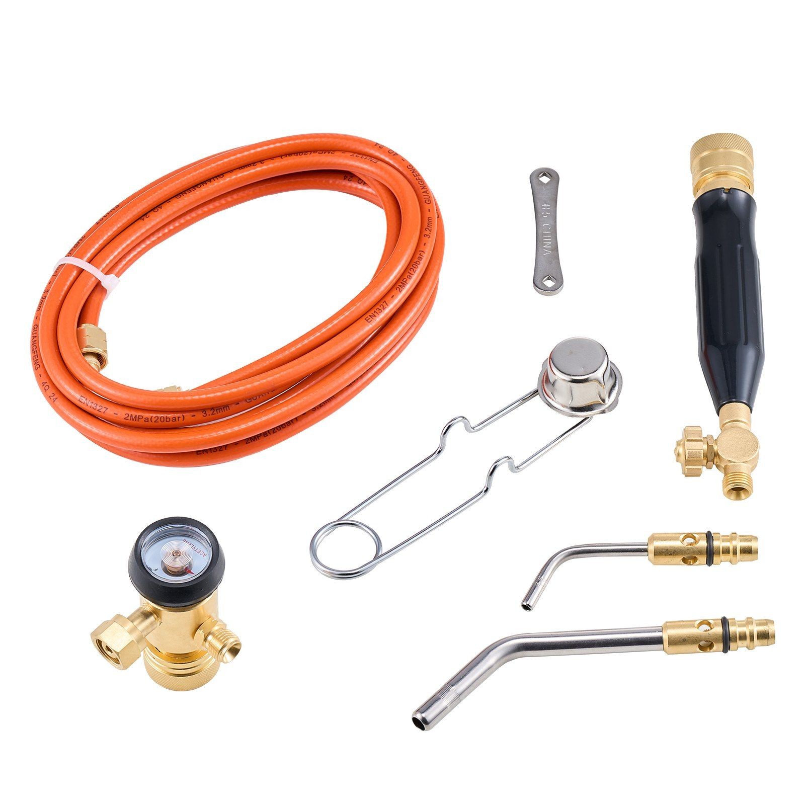 Regulator Built Acetylene Torch Kit with 149in Hose Two Tips Portable