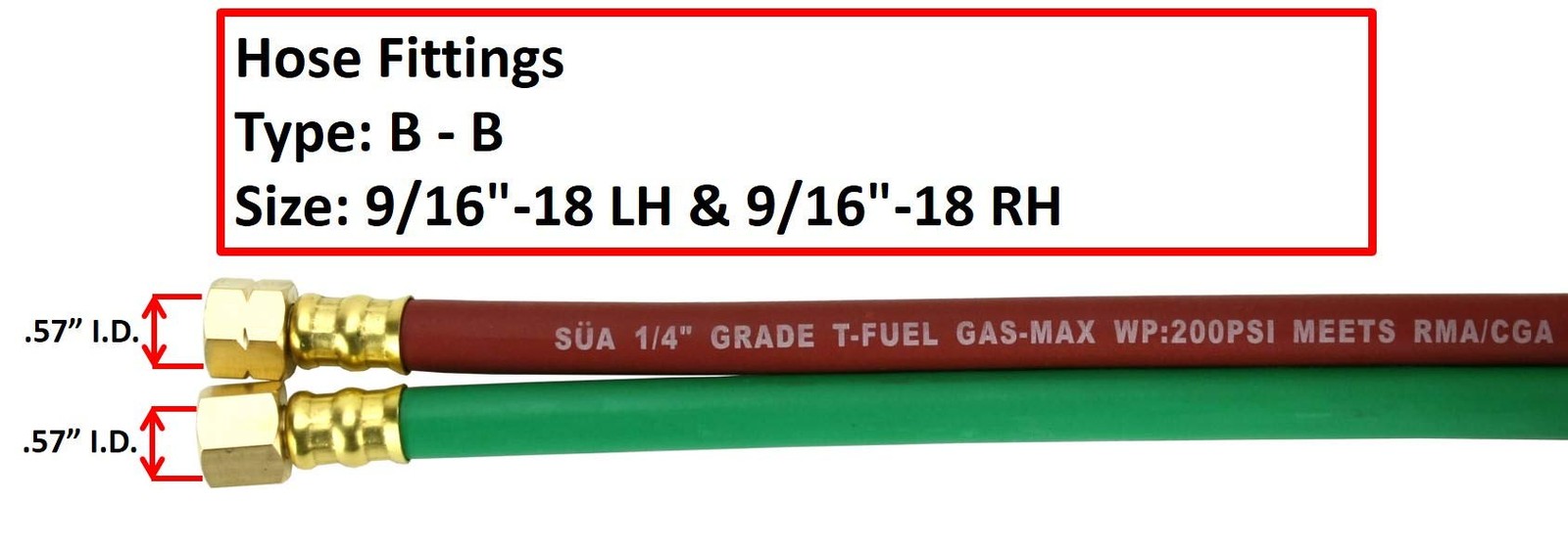 Süa Sa – 50 Feet Grade T – 1/4 Oxyfuel Twin Hose Bb Fittings