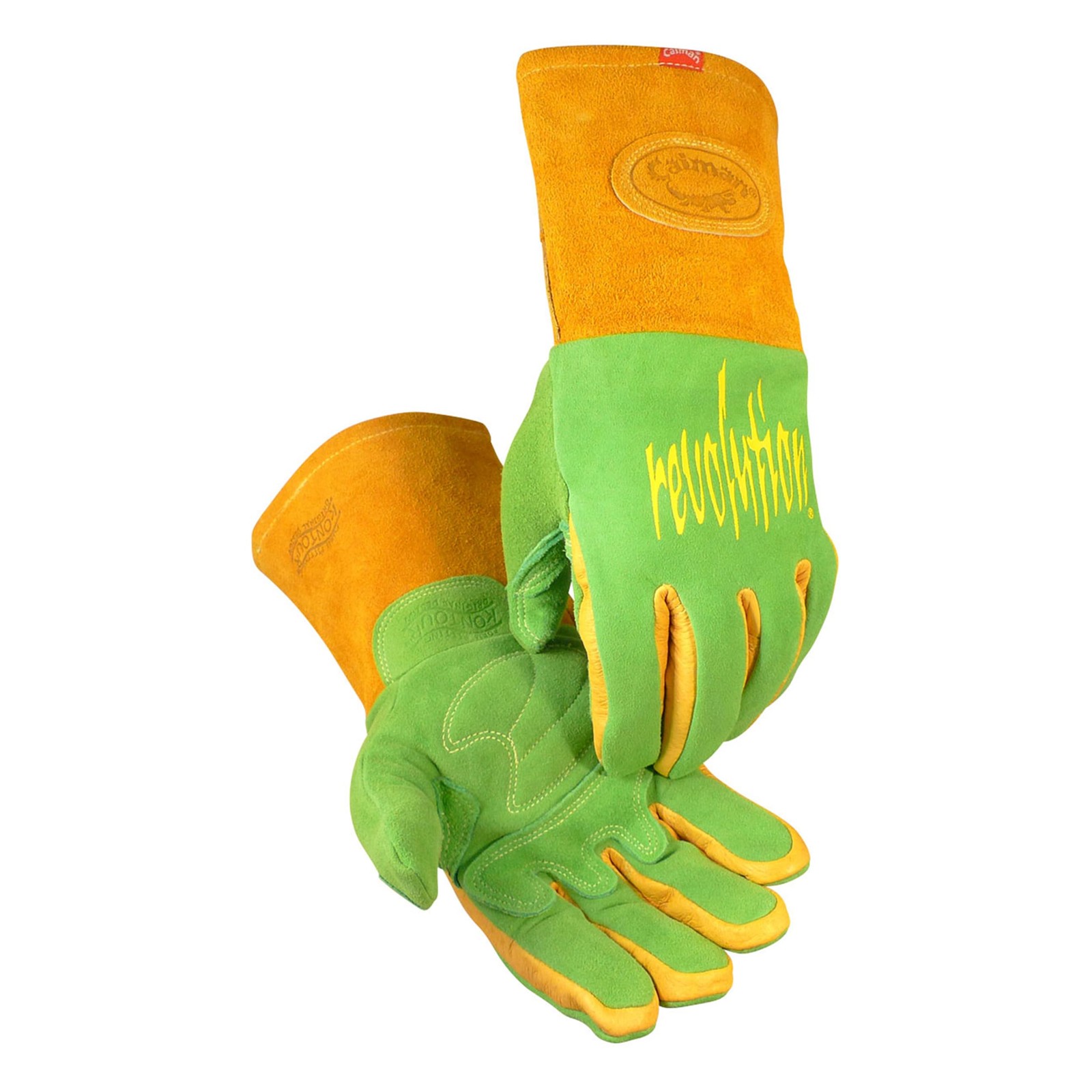 Wasabi Green Split Deerskin MIG/Stick Welding Gloves, Flame Resistant Foam/Fleec