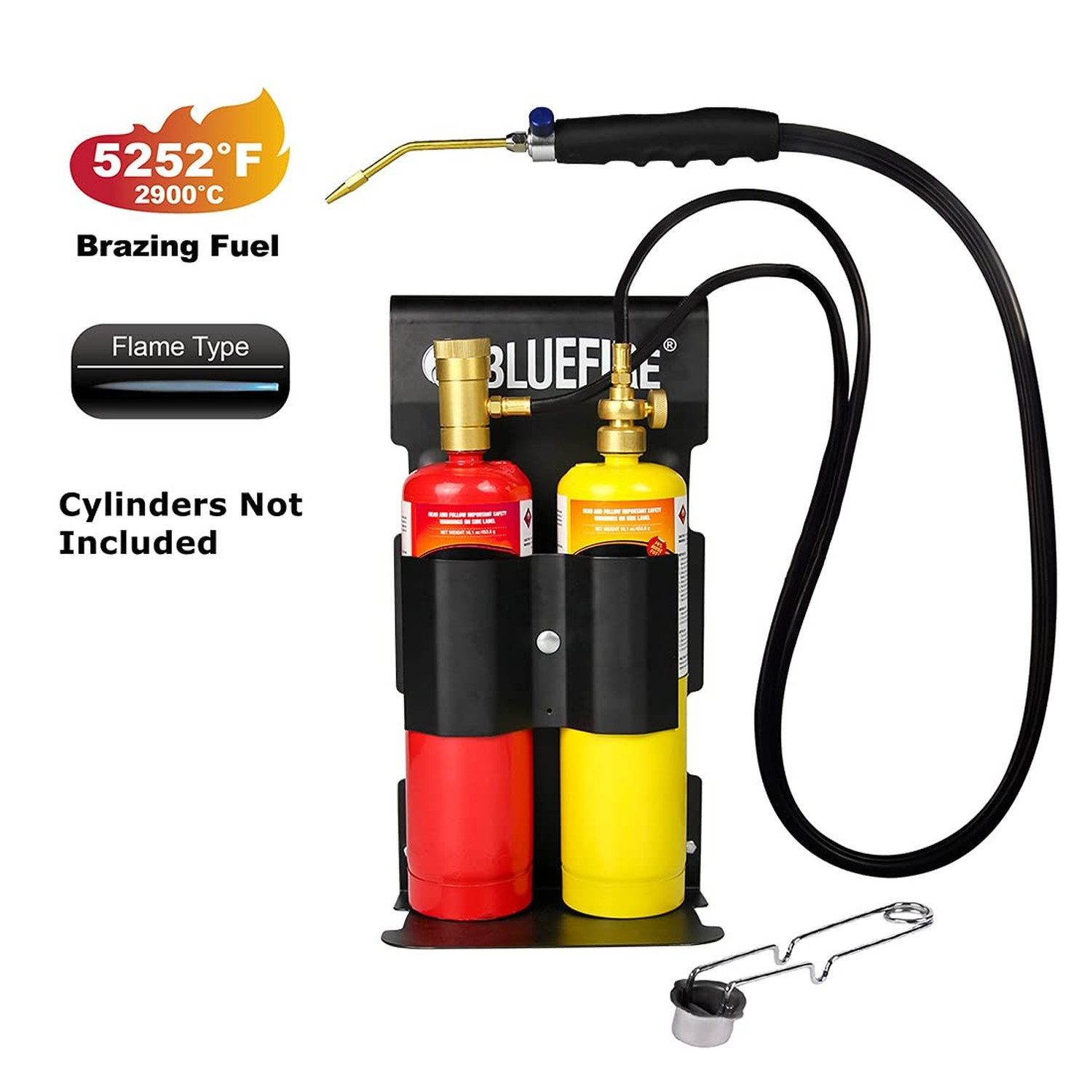 BLUEFIRE Oxypropane Welding Gas Cutting Torch Kit with Flint Lighter and Cyli…