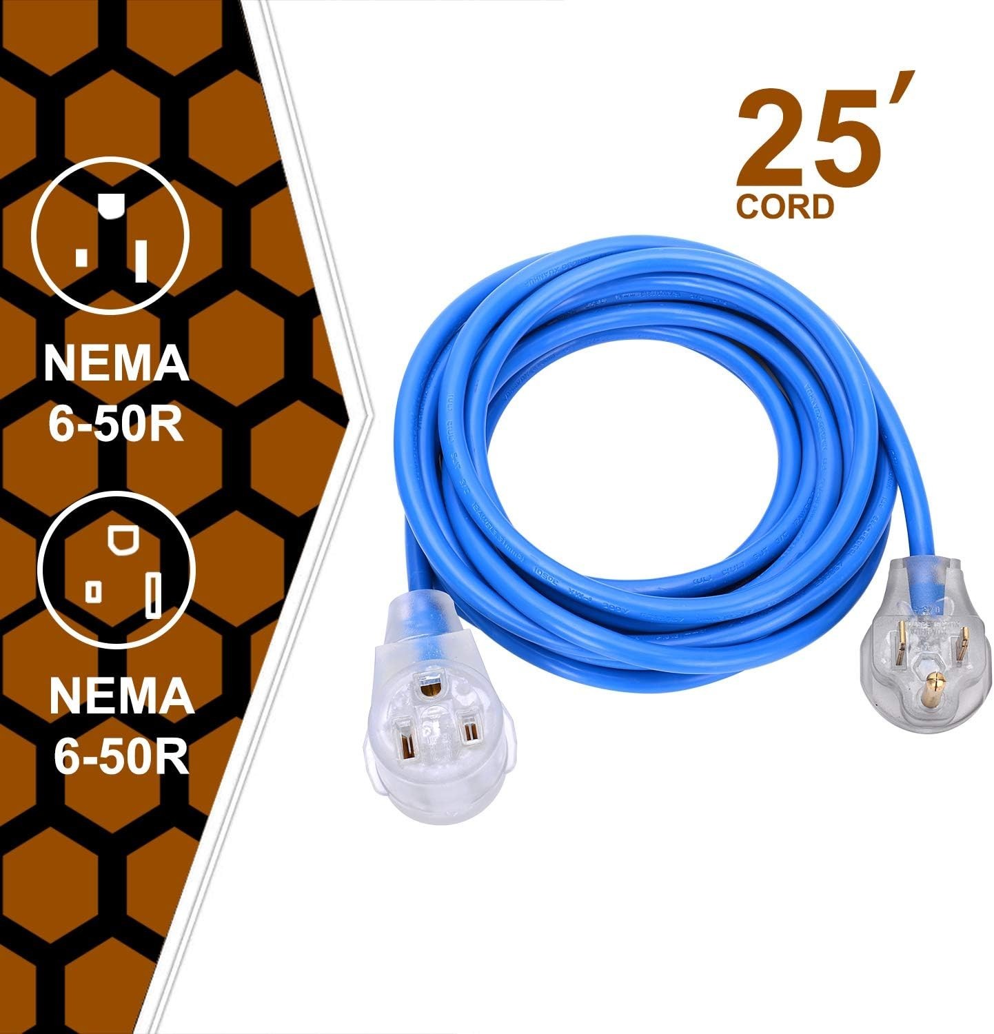 Welder Extension Cord, Heavy Duty 25 Feet 6-50 Nema R Plug Welding Cord with …