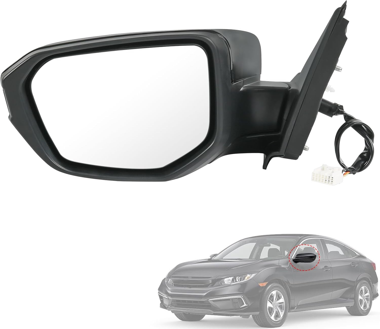 Door Mirror Left Driver Side Replacement for Honda Civic 2016-2021, Replace HO13