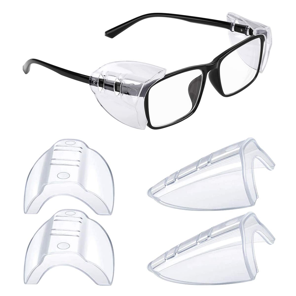 Safety Glasses Side Shields Eye Protection Slip On Clear Flexible TPU 2 Pack Wor