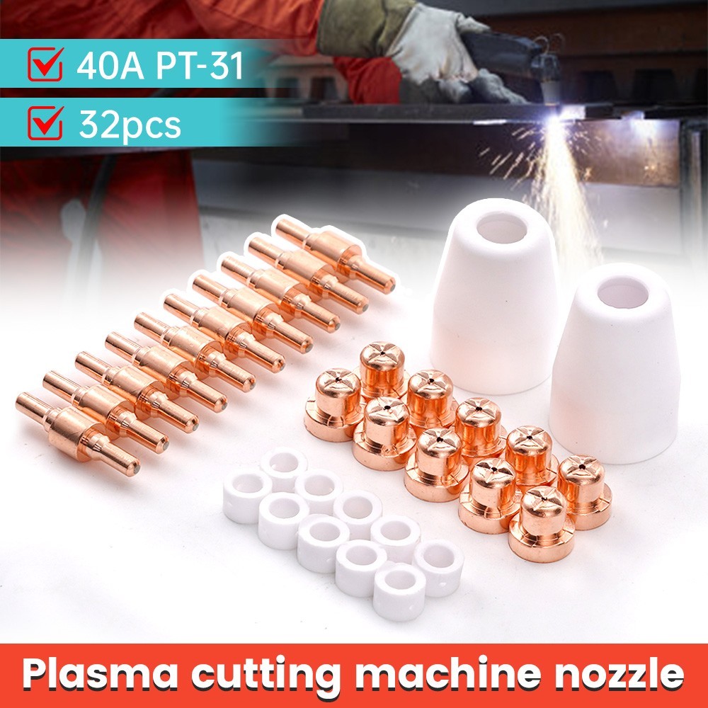 32pcs Plasma Cutting Consumables Kit Tips Nozzles for PT-31 LG-40 Cutting Torch