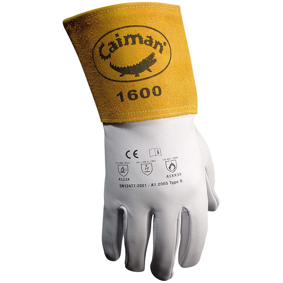 Caiman Premium Goat Grain TIG Welding Gloves, 4-Inch Gold Extended Cuff, Unli…