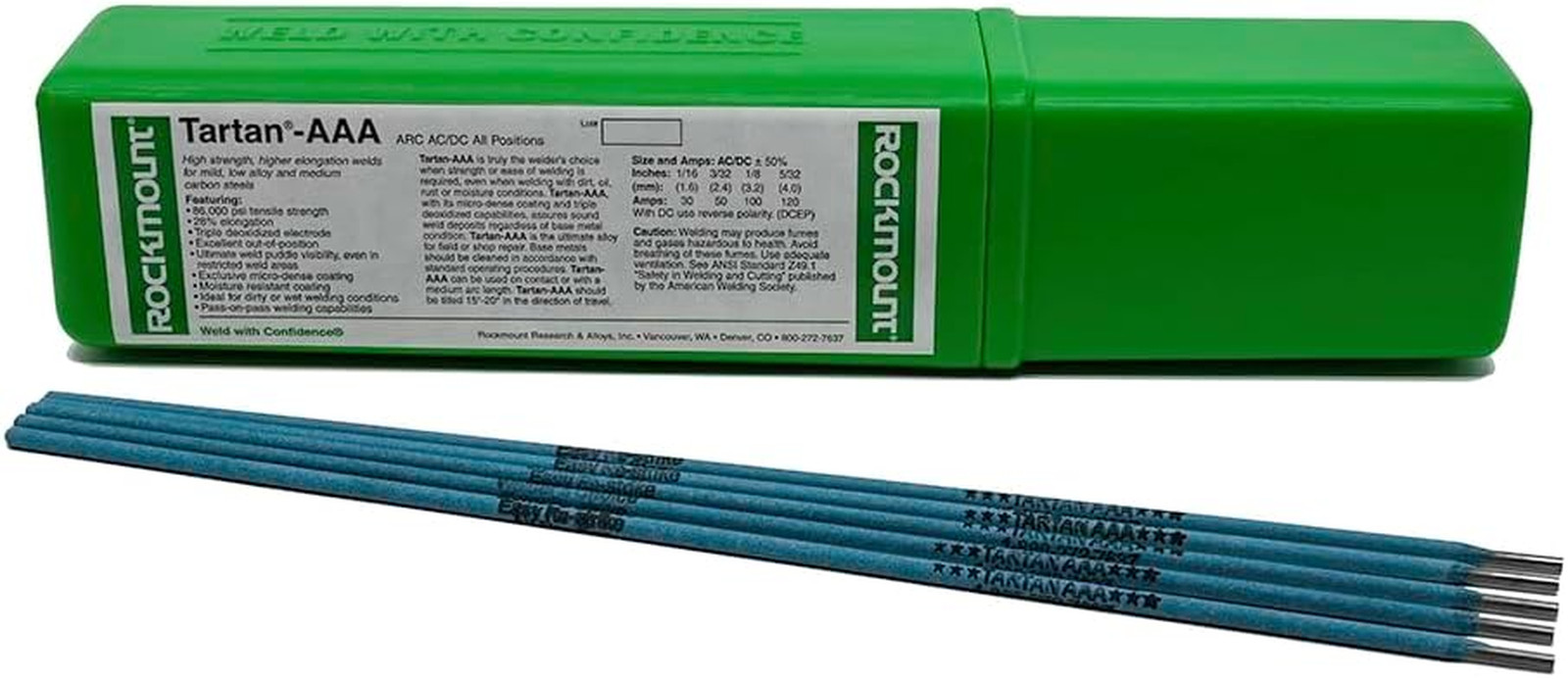 Tartan AAA Welding Electrode: 1/8″ Dia., for Mild-Steel Repairs – 11 Lbs