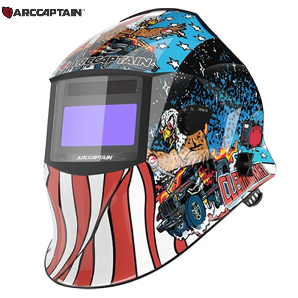 ARCCAPTAIN Solar Powered Auto-Darkening Welding Helmet 4 Sensors Weld Hood Mask