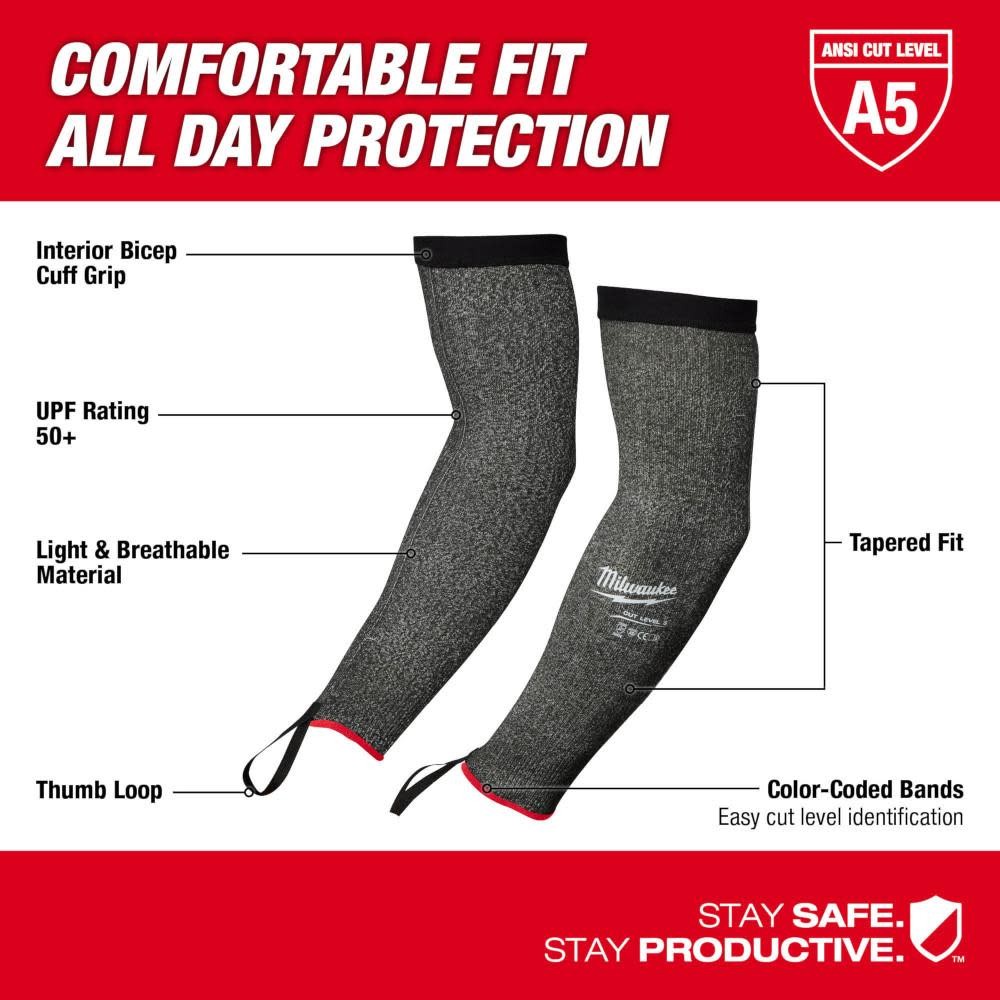 Milwaukee 48-73-9051B 18″ Cut Level 5 Protective Sleeves – 12 PK