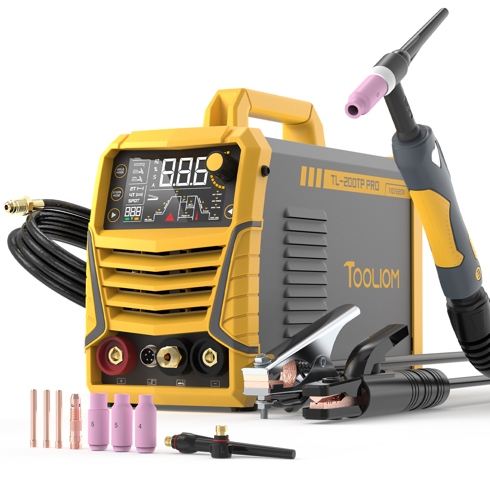 TOOLIOM TIG Welder DC TIG/Spot TIG/Pulse TIG/Stick 110&220V Digital Display