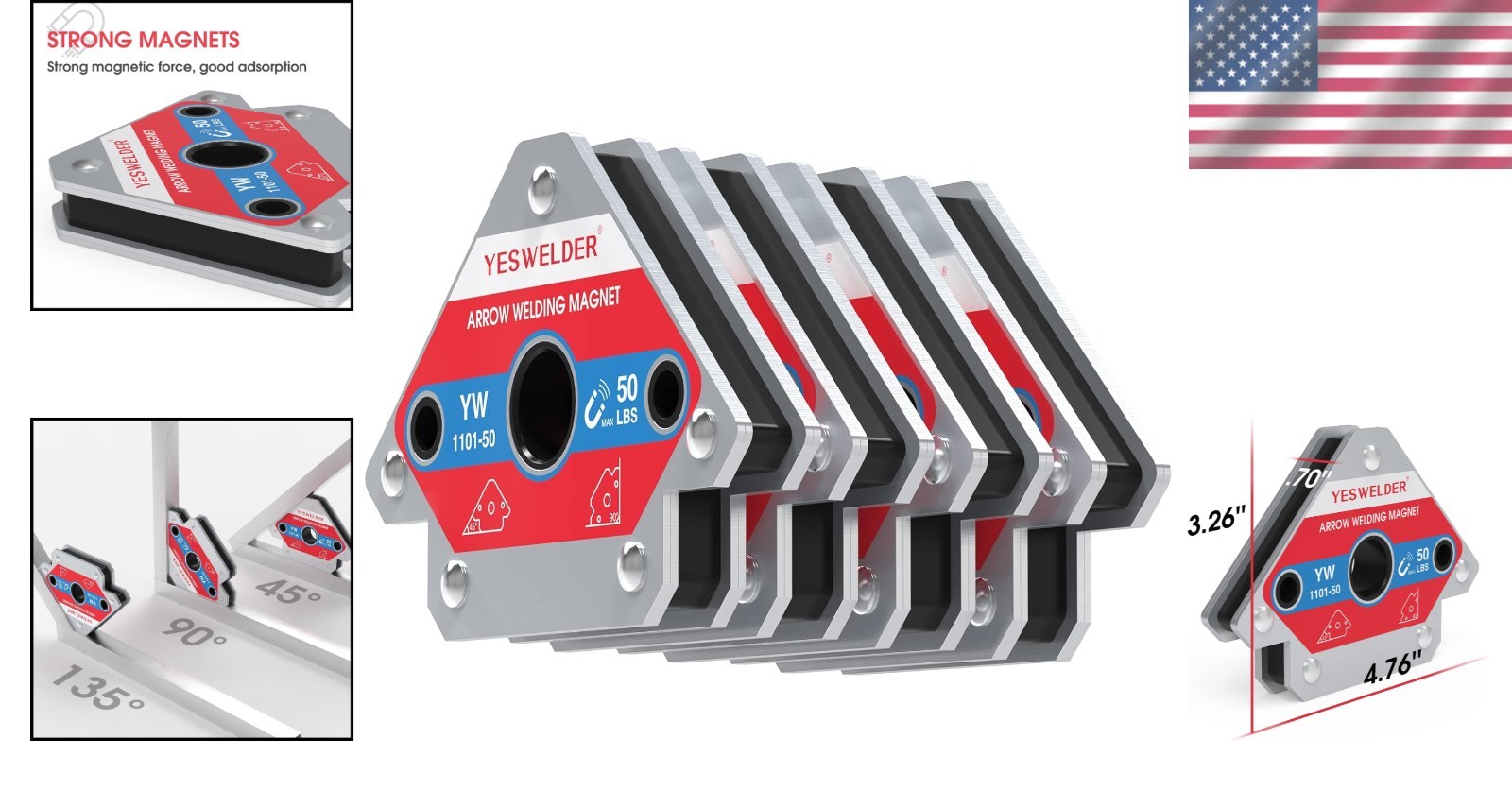 Versatile 50 LB Welding Magnet Set – 4 Heavy-Duty Holders for Pros