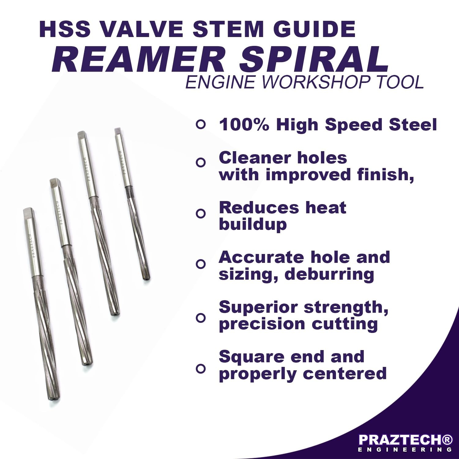 PRAZTECH® HSS Valve Stem Guide Reamer Spiral Fixed | DIY | Motorcycles | AT