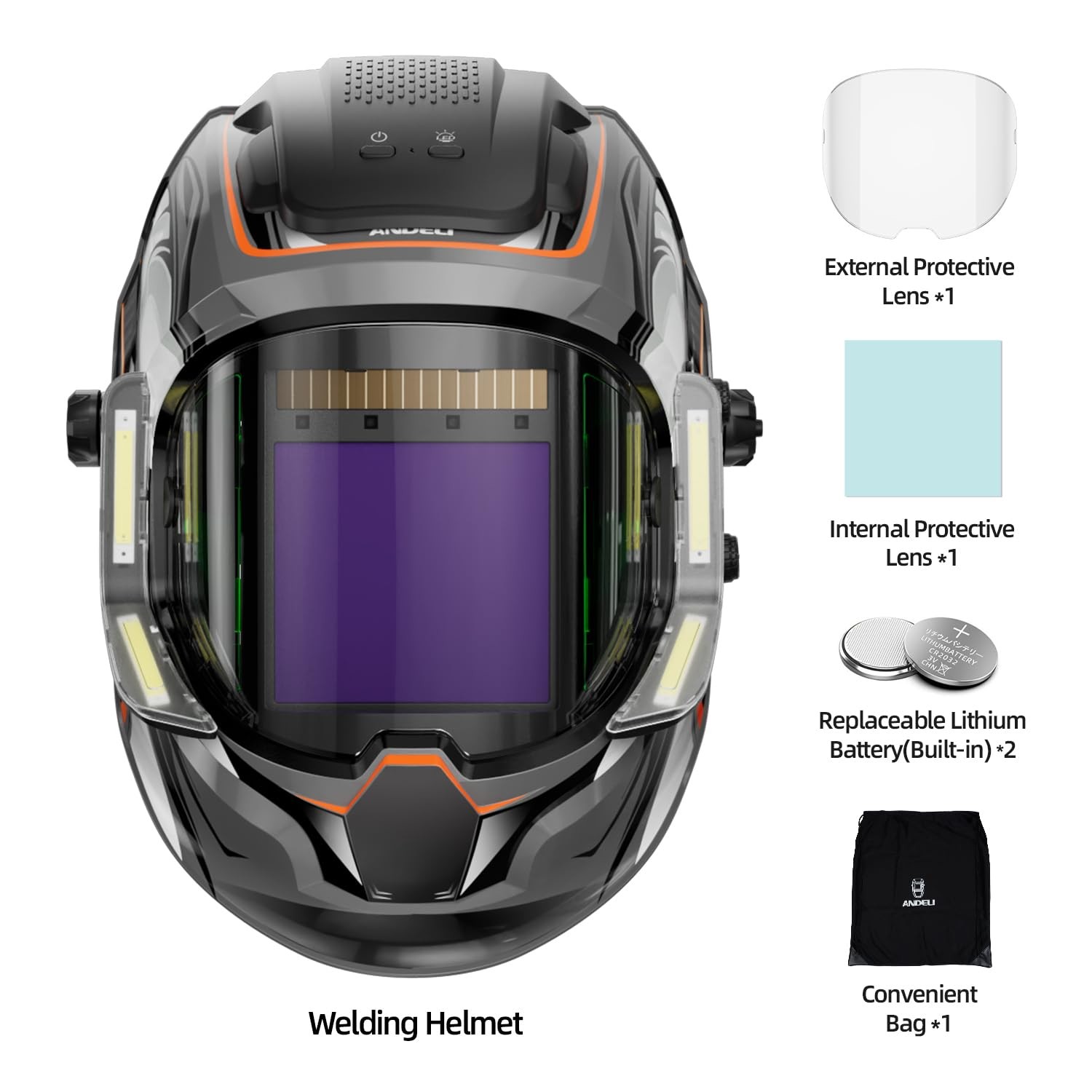 Welding Helmet with 4 LED Light, Panoramic Large Viewing Screen 3.94″X3.74″ T…