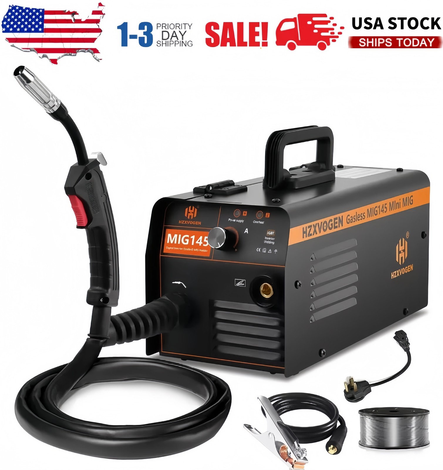 145Amp Mini MIG Welder 110V/220V MIG Welding Machine Gasless Flux Core Weld Iron