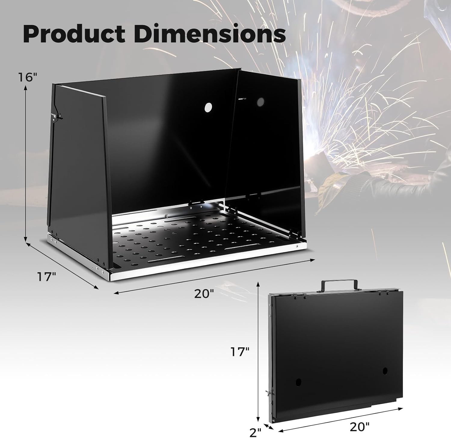 Foldable Welding Table, Portable 17″ X 20″ Weld Tabletop with 3 Protective Panel