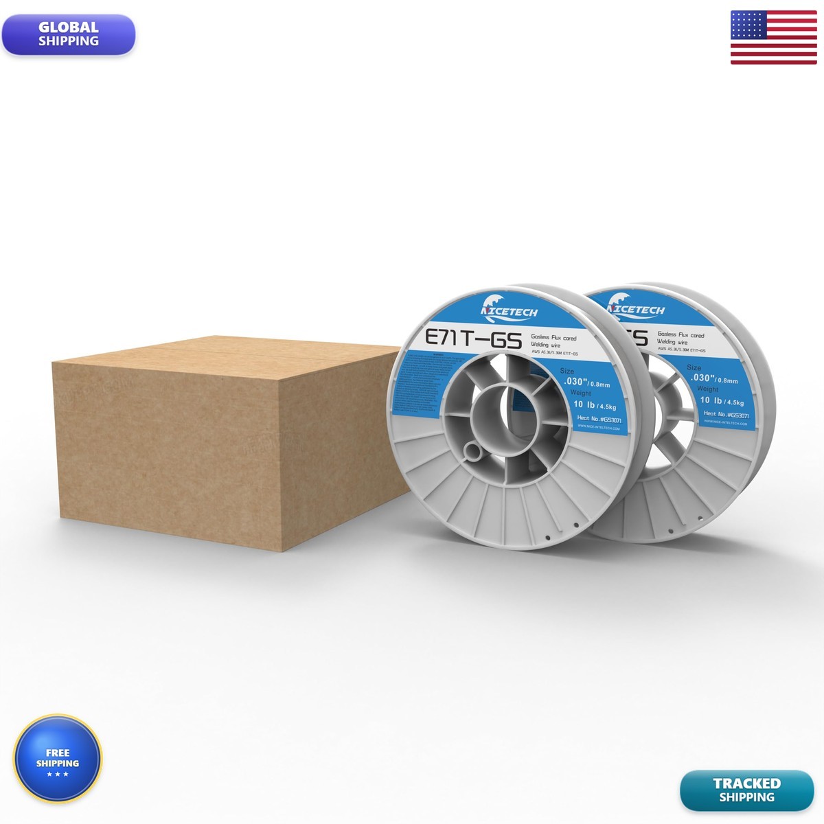 NICETECH, Gasless Flux Cored Welding Wire, Carbon Steel, E71TGS. 030-Diameter