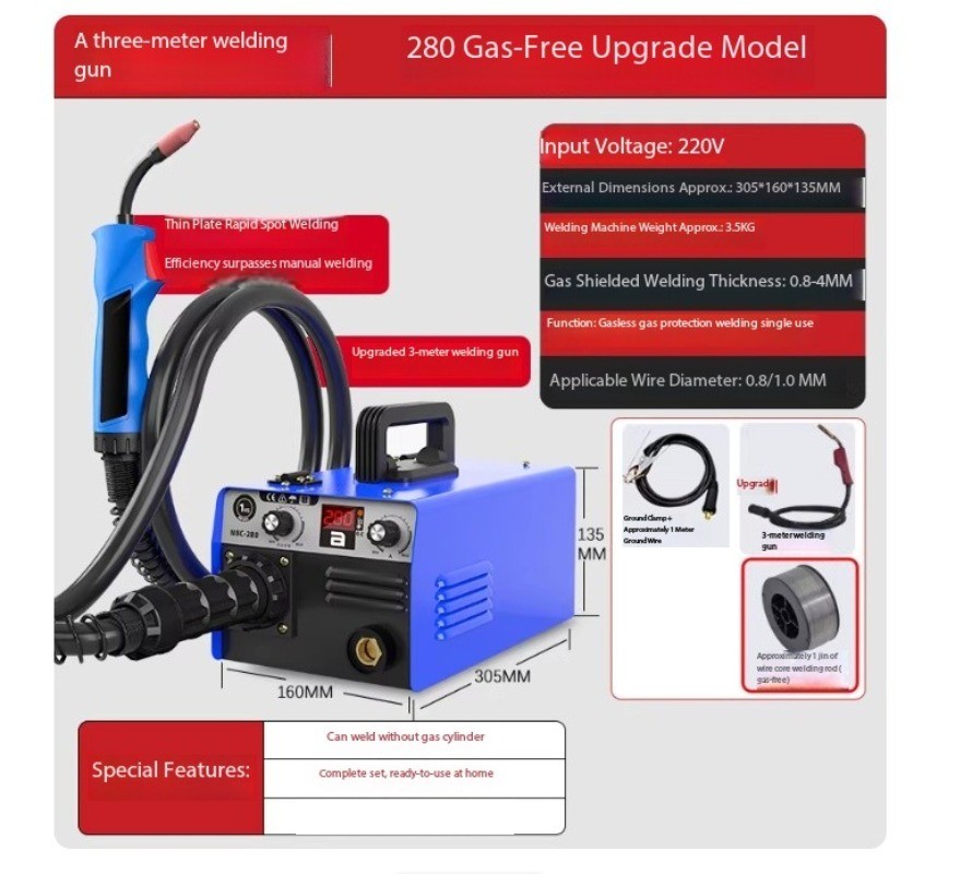 Airless Dual-Drive Integrated CO₂ Gas Shielded Welding Machine 220V Industrial