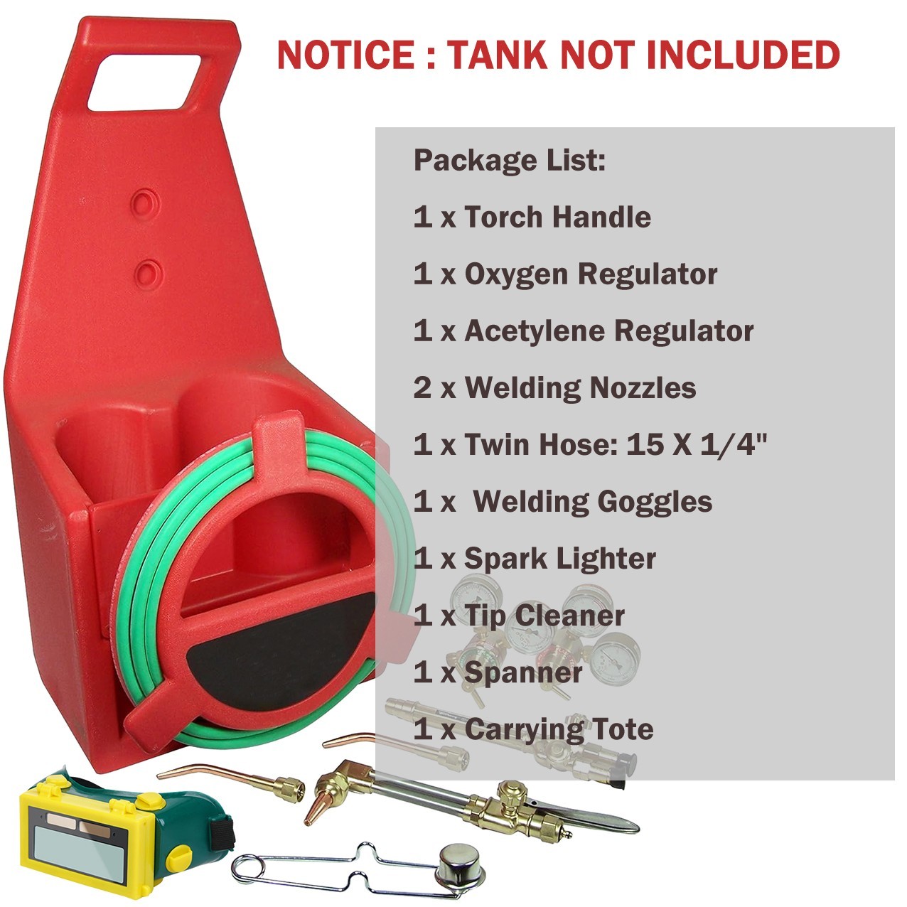HVAC Portable Oxygen Acetylene Welding Cutting Torch Kit w/ Carrying Case & Tank