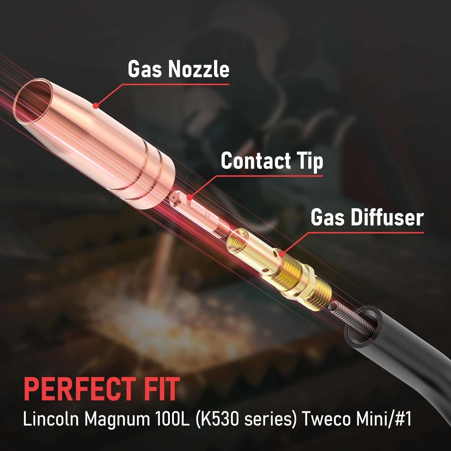 Professional MIG Welding Kit with .030″ Tips & Gas Diffusers for Lincoln & Tweco