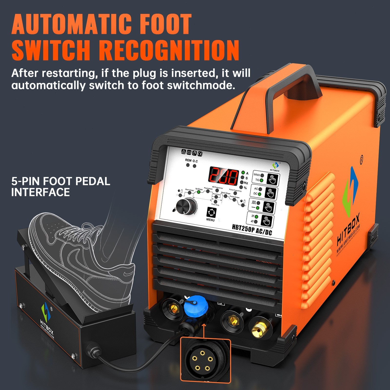 HITBOX AC DC Aluminum TIG Welder Pulse Digital MMA TIG Welding Machine 220V/200A