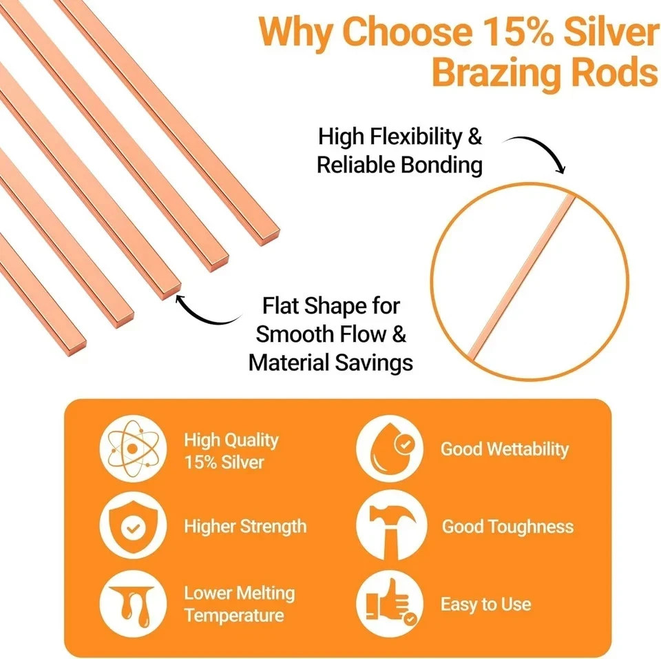 15% Silver Brazing Rods AWS Bcup-5 40 Sticks Silver Solder Phos Copper Brazing A