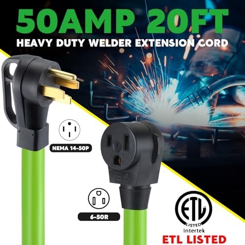 NEMA 14-50P to 6-50R Welder Adapter Cord 20 FT 8AWG 50Amp Welder Extension Cord