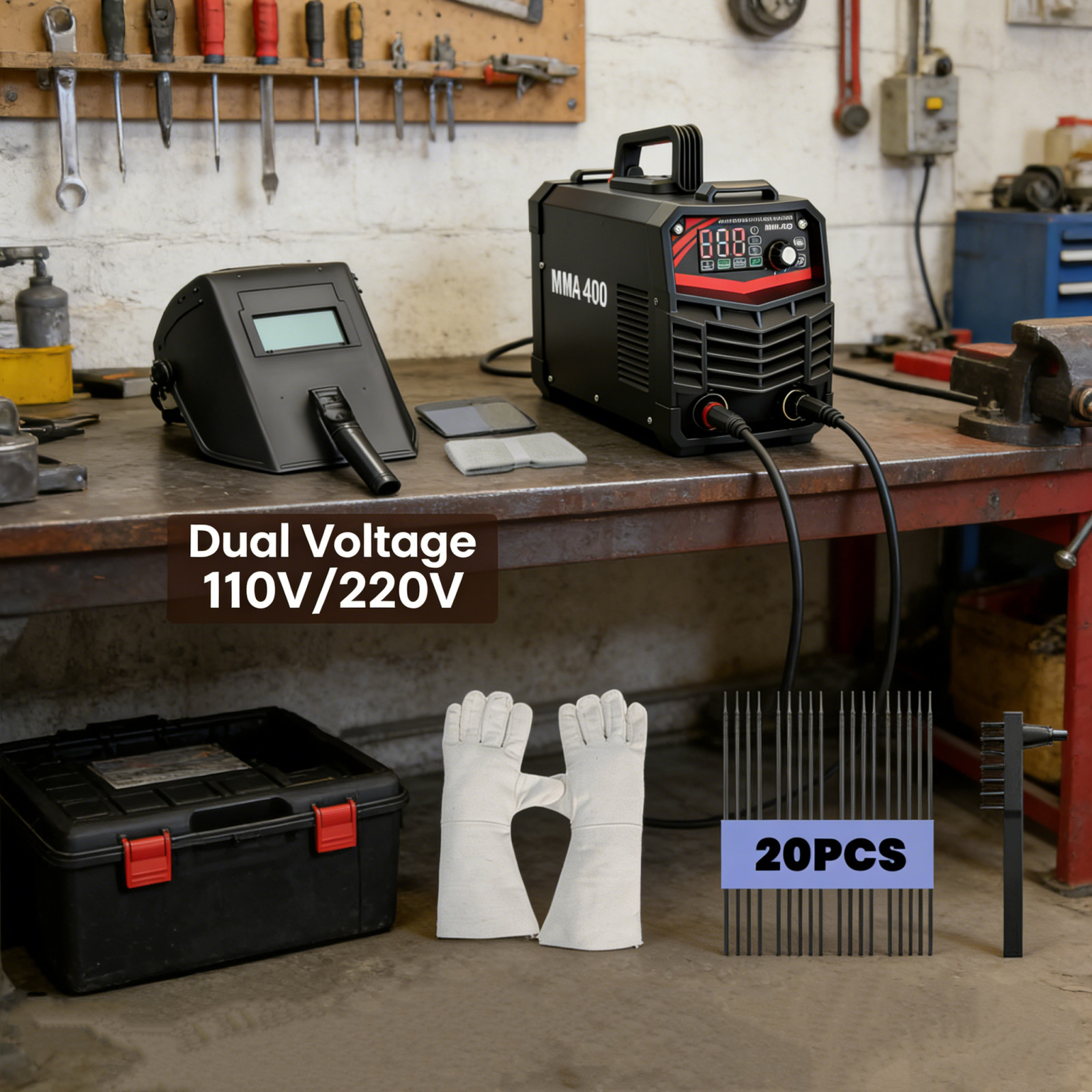 200A Stick Welder Stable Dual Voltage LED Portable Full Safety Kit Included