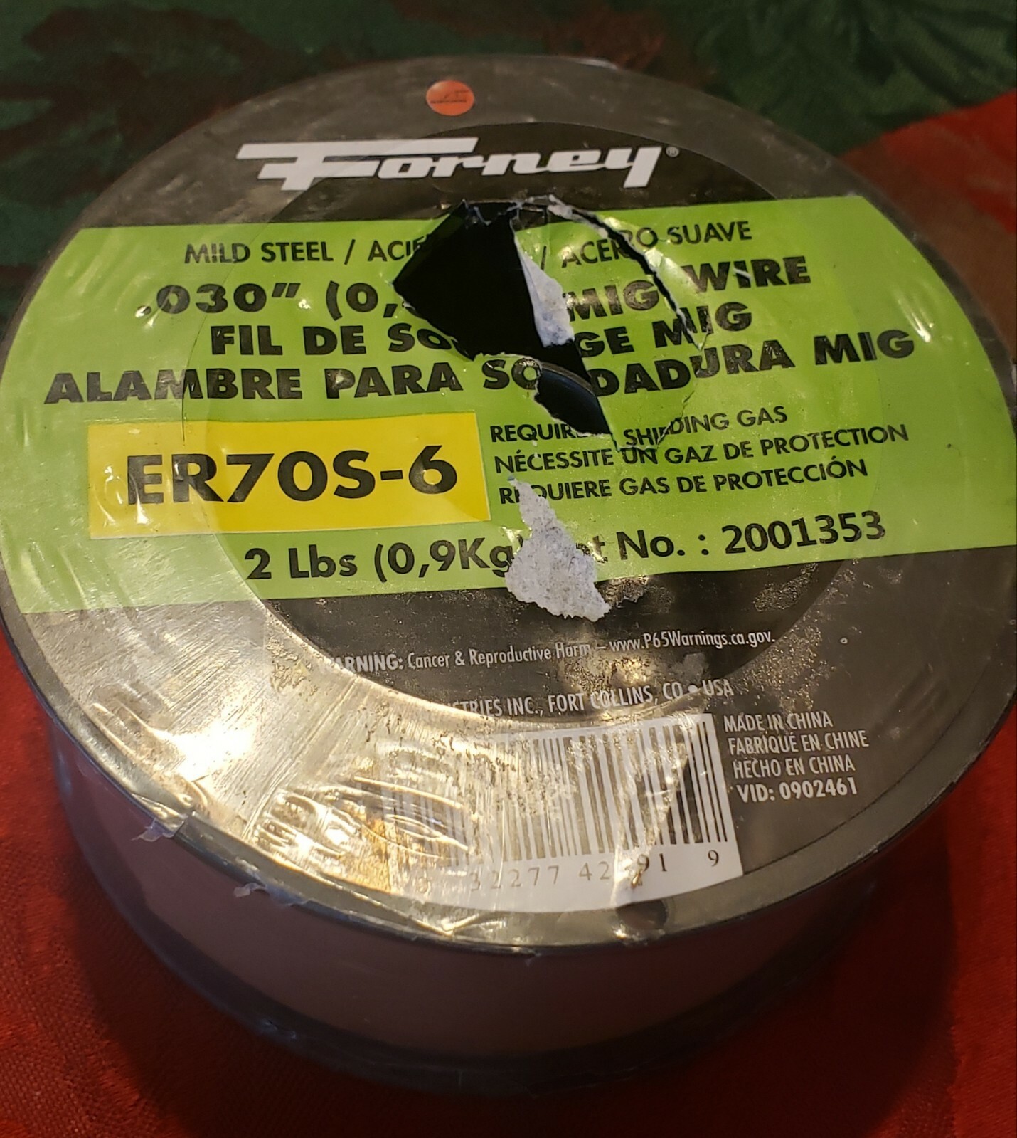 Forney 42291 Mig Wire ER70S-6 Mild Steel .030″ Dia (0.8 mm) 2 LBS (0.9Kg)