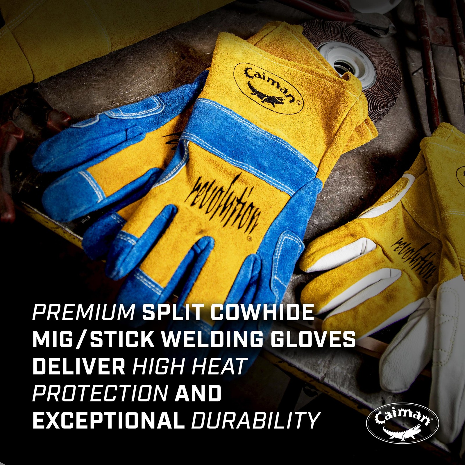 Caiman Premium Split Cowhide Mig/Stick Welding Gloves Wool Lining Kontour