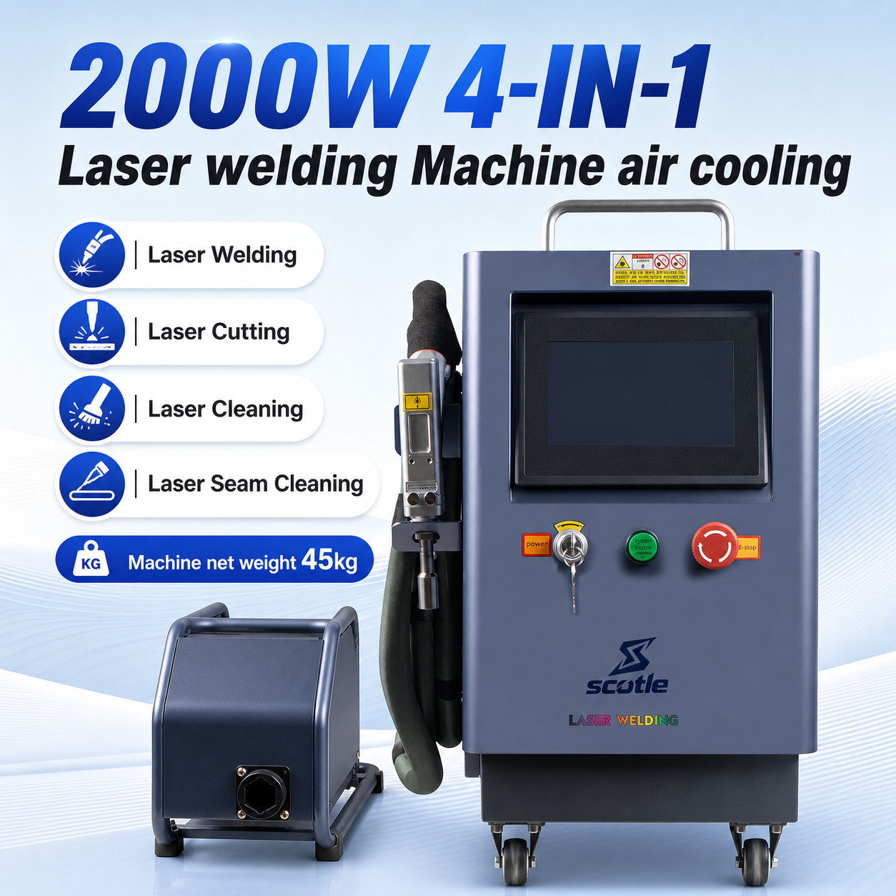 Air Cool 2000W Laser Welder Welding Cleaning Cutting Machine SUP28T Weld gun US