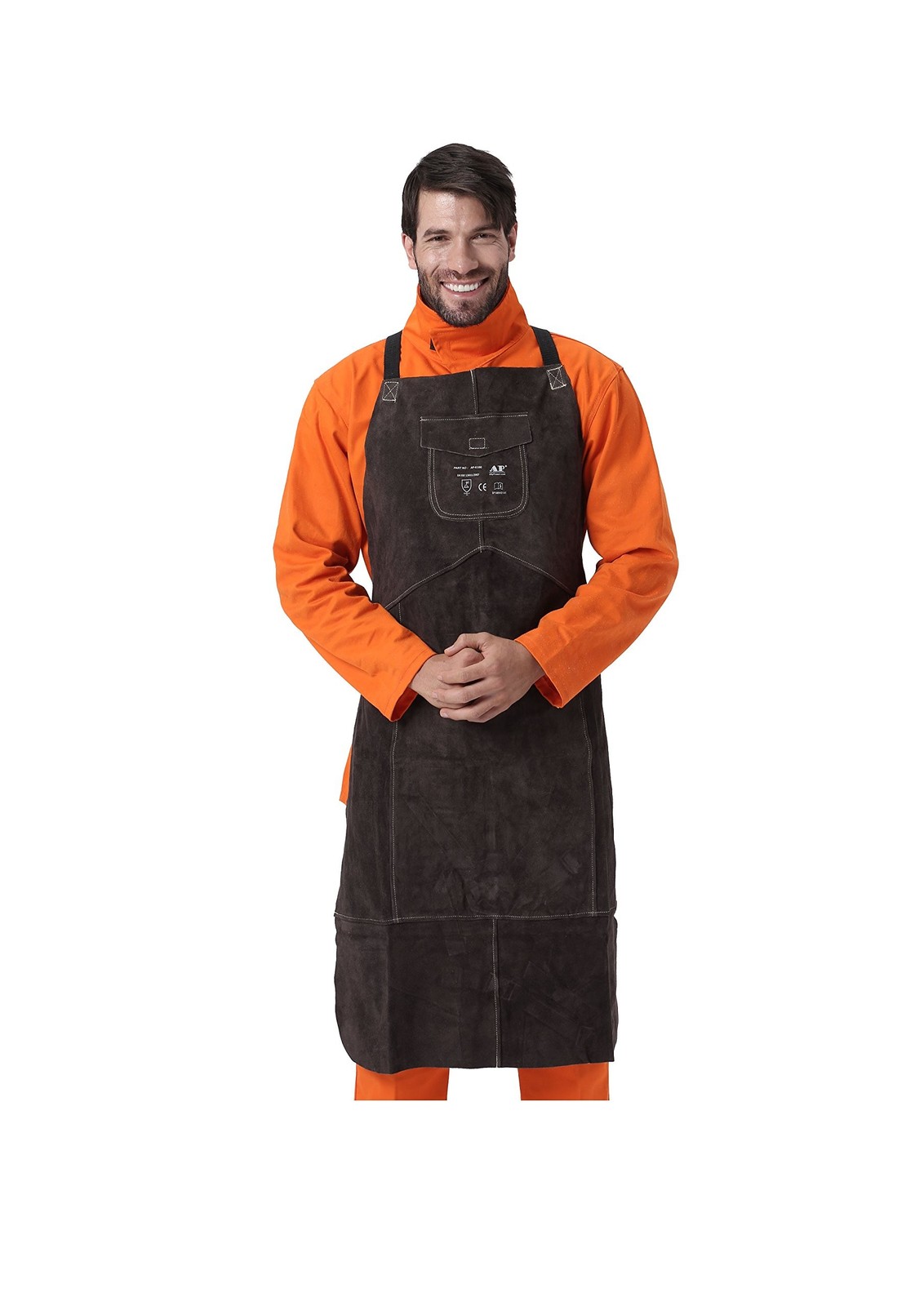 AllyProtect Welding Apron Flame Resistant Leather Welding Bib with Pocket for…