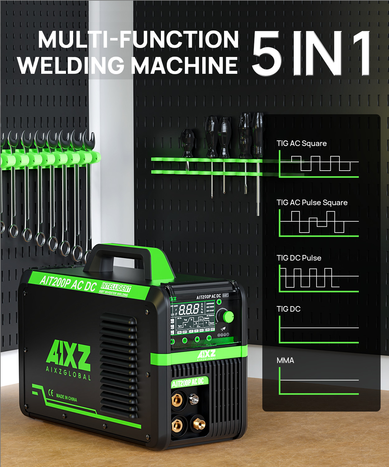 200A Alu AC DC TIG Welder &Foot Pedal Stick Pulse TIG Welding Machine 110V/220V