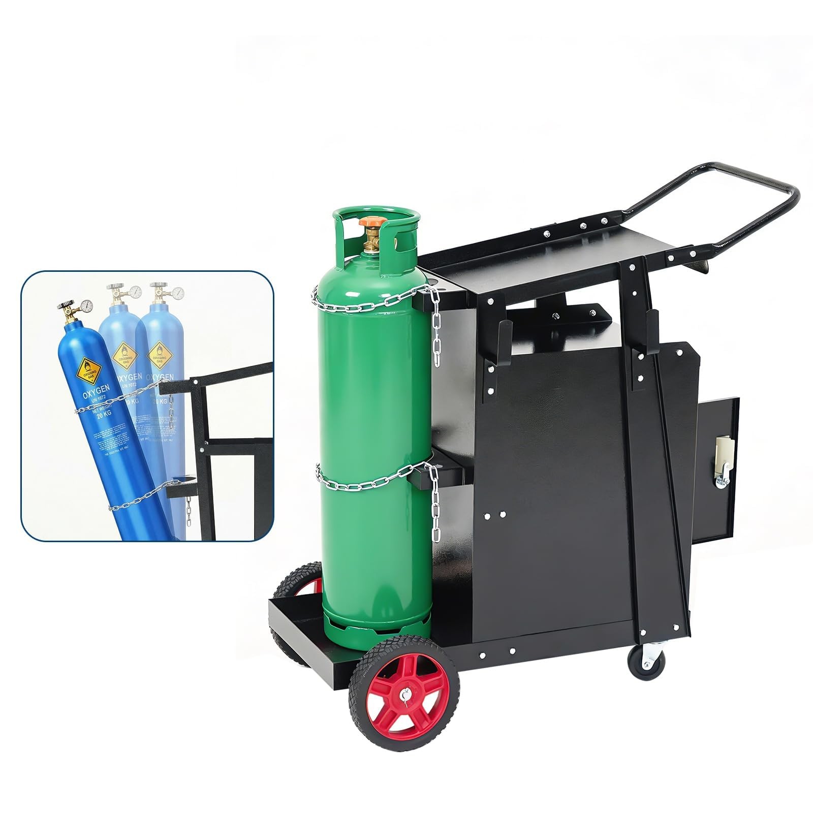 Workshop Welding Equipment Trolley Welding Cart, Heavy-Duty Rolling Steel Organi