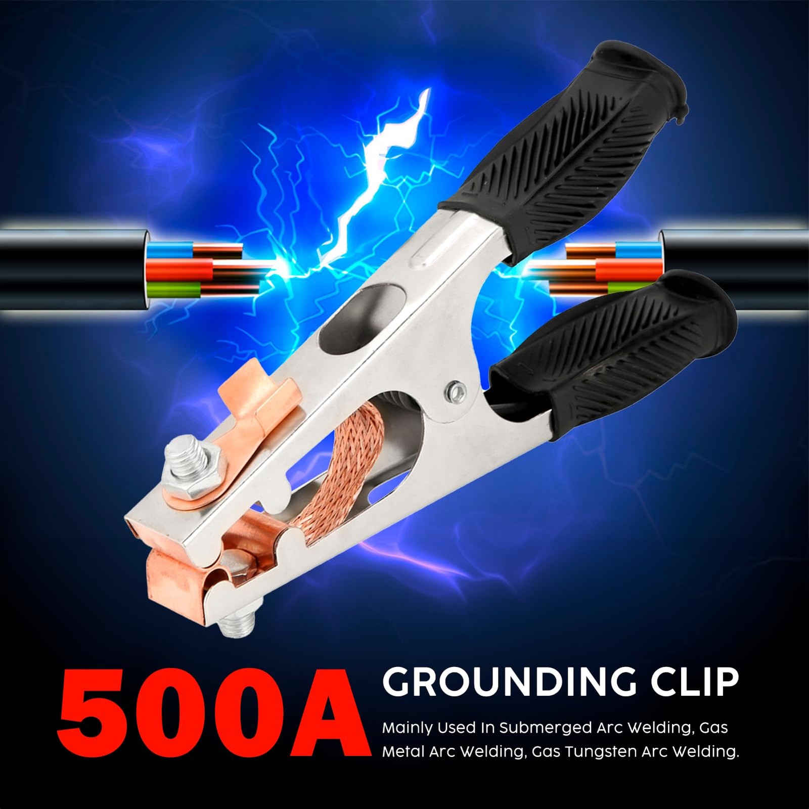 “500A Electroplated Welding Ground Clamp, Copper Earth Clip for Manual Welders”