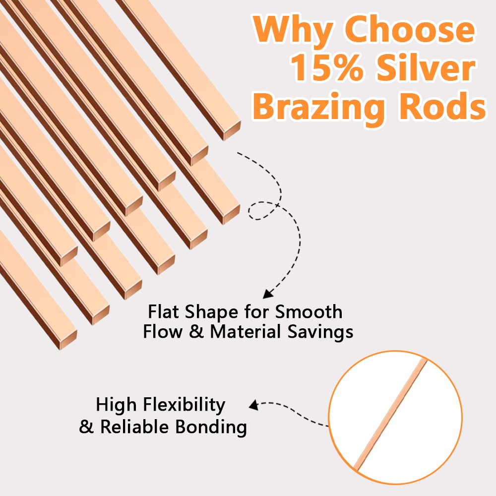 15% Silver Brazing Rods BCuP-5 10 Pcs for HVAC & Industrial Applications