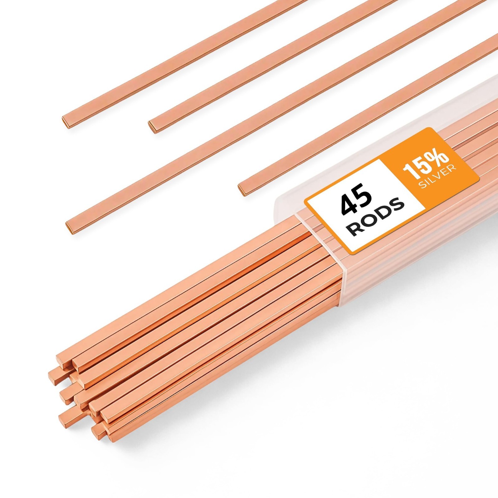 45pcs 15% Silver Brazing Rods, Phos Copper Welding Alloy 0.050″x1/8″x10″ for HVA