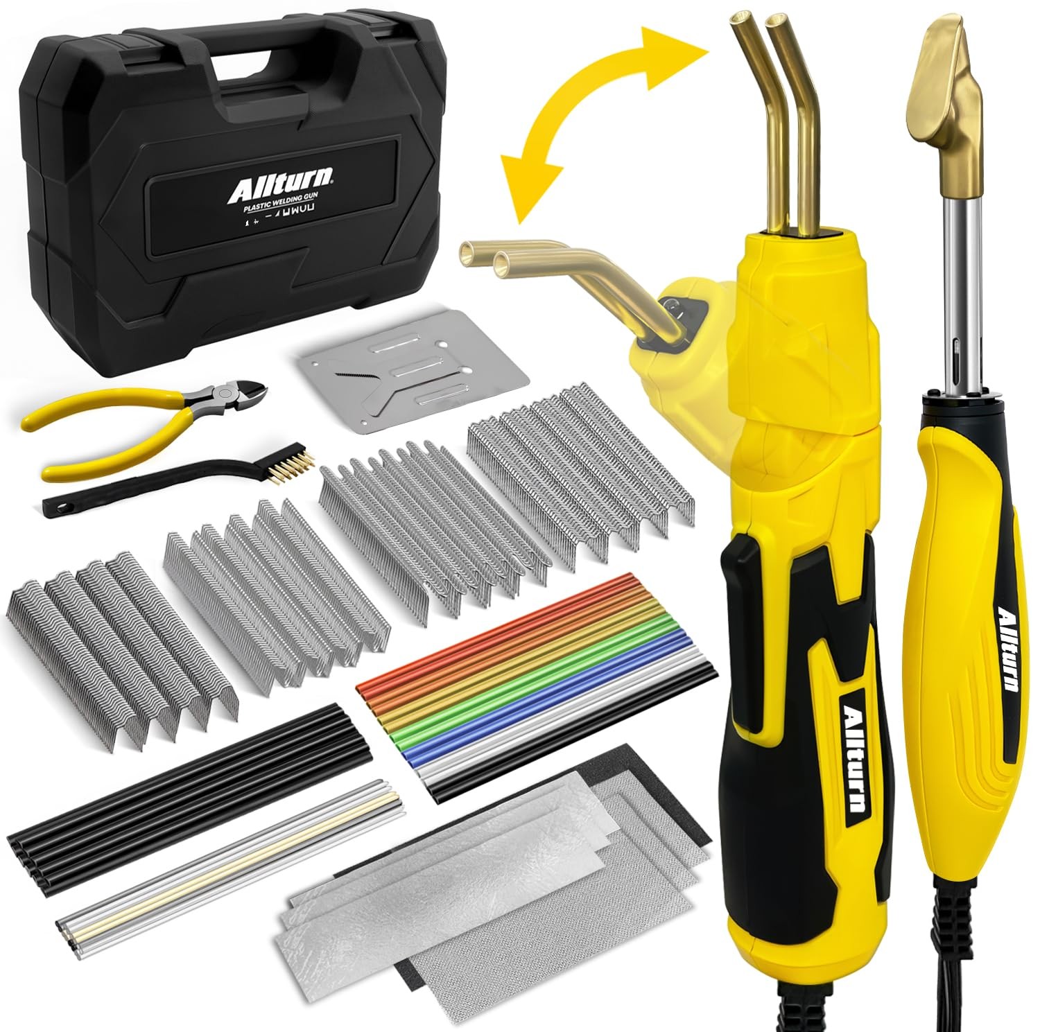 Allturn Plastic Welder 2 in 1,Plastic Welding Kit Car Bumper Repair Yellow