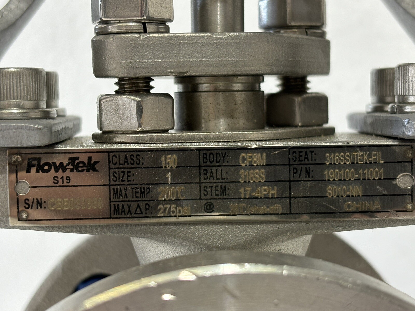 FlowTek Series 19, 1″ Segmented Ball Valve WCF8M Body 316SS Ball, 17-4PH Stem