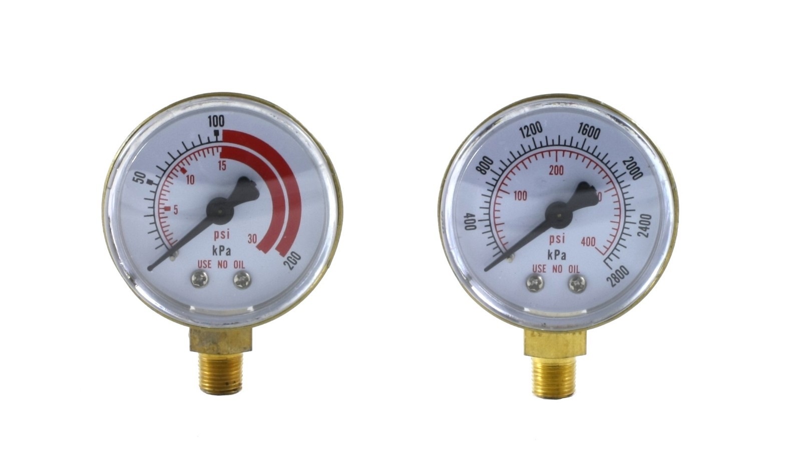 Pair of Gauges for Acetylene Regulator Low & High – 2 inches – 1/8″ NPT Thread