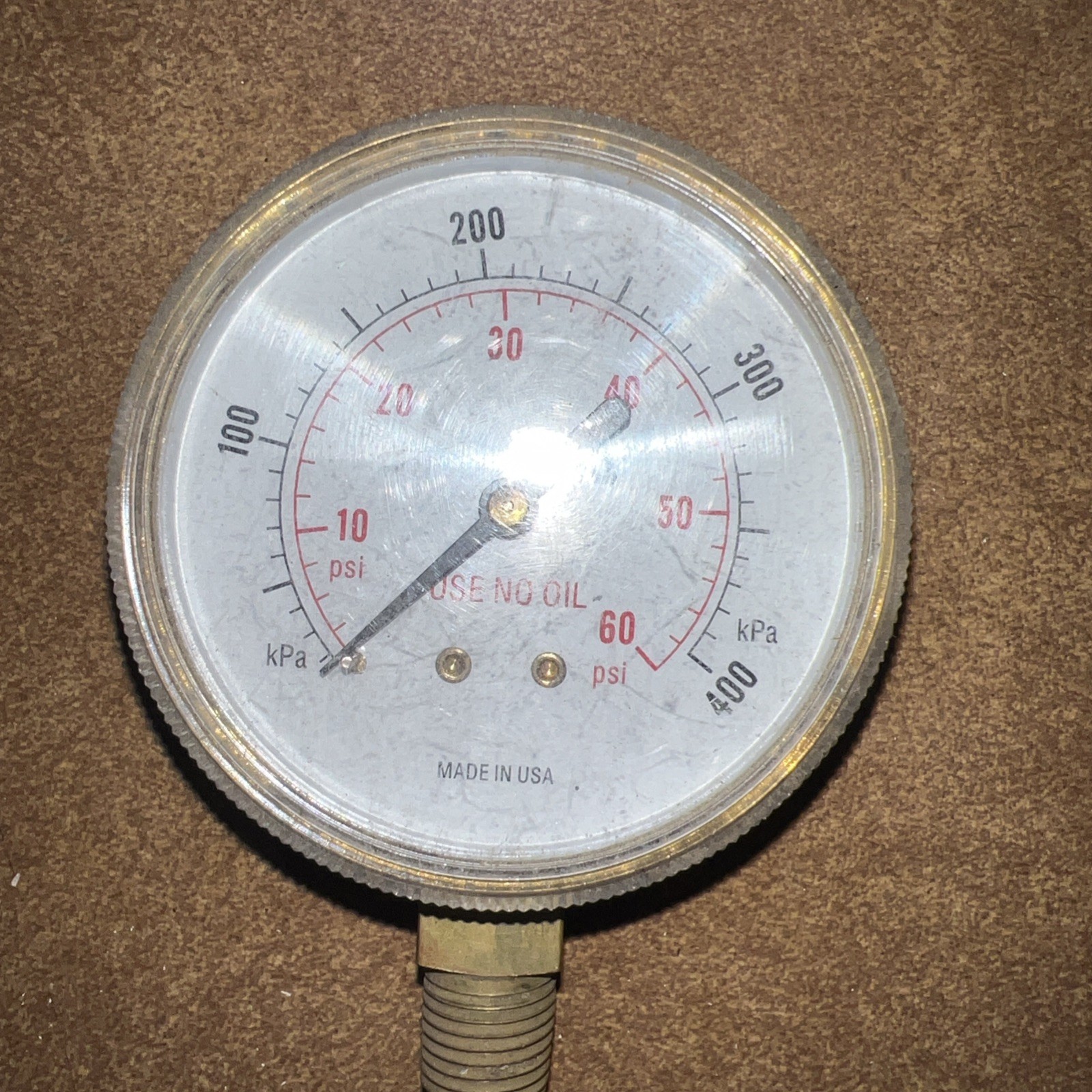 US Gauge 0-60 PSI 0-400 kPa Pressure Gauge – “Use No Oil” Made in USA